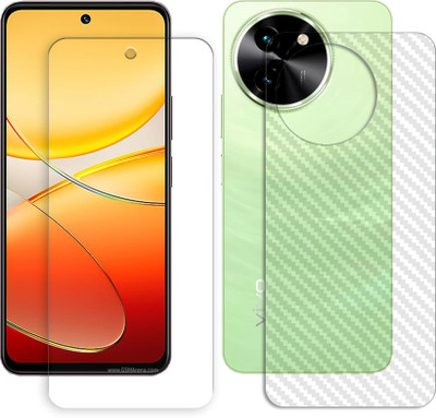 SOMTONE Front and Back Screen Guard for vivo T3x 5G (1 FRONT UNBREAKABLE TEMPERED WITH 1 BACK CARBON FIBER SKIN)(Pack of 1)