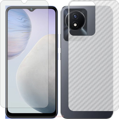 MOBART Front and Back Screen Guard for VIVO Y02 (Front Matte Finish & Back 3d Carbon Fiber)(Pack of 2)