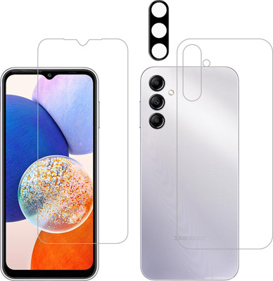 Ten To 11 Front and Back Tempered Glass for Samsung Galaxy A14, Samsung Galaxy A14 [With Rear Camera Lens Guard](Pack of 3)