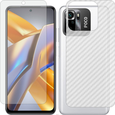 Mobling Front and Back Screen Guard for MI POCO M5S (Front 9H Hardness Matte & Carbon Fiber Skin for Back)(Pack of 2)