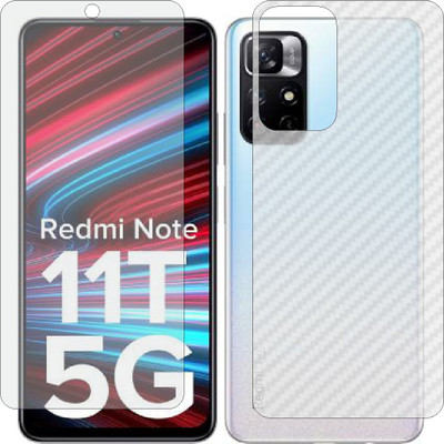 MOBART Front and Back Screen Guard for XIAOMI REDMI NOTE 11T 5G (Front Matte Finish & Back 3d Carbon Fiber)(Pack of 2)