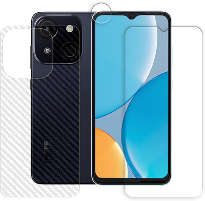 SOMTONE Front and Back Tempered Glass for itel A50C 4G Tempered Glass Screen Protector | Anti-Scratch | Edge to Edge Full Coverage | 9H Hardness (1 FRONT SCREEN GUARD + 1 BACK CARBON FIBER SKIN + 1 CAMERA LENS PROTECTOR)(Pack of 1)
