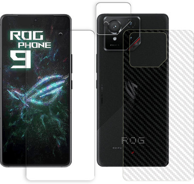 SOMTONE Front and Back Tempered Glass for Asus ROG Phone 9 5G Tempered Glass Screen Protector | Anti-Scratch | Edge to Edge Full Coverage | 9H Hardness (1 FRONT SCREEN GUARD + 1 BACK CARBON FIBER SKIN + 1 CAMERA LENS PROTECTOR)(Pack of 1) SOMTONE Front and Back Tempered Glass for Asus ROG Phone 9 5G Tempered Glass Screen Protector | Anti-Scratch | Edge to Edge Full Coverage | 9H Hardness (1 FRONT SCREEN GUARD + 1 BACK CARBON FIBER SKIN + 1 CAMERA LENS PROTECTOR)(Pack of 1)