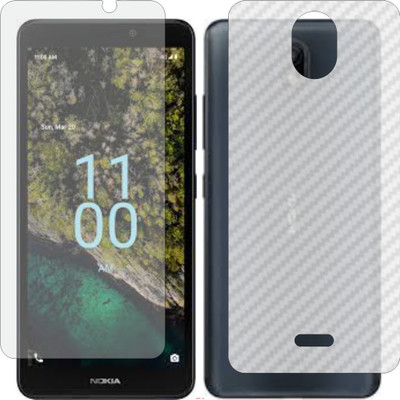 Mobling Front and Back Screen Guard for NOKIA C 100 (Front 9H Hardness Matte & Carbon Fiber Skin for Back)(Pack of 2)