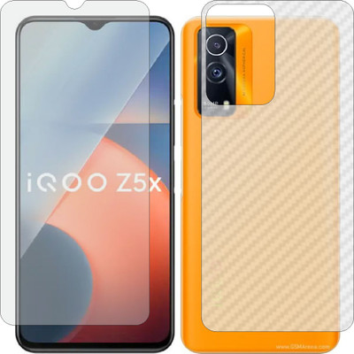 MOBART Front and Back Screen Guard for VIVO IQOO Z5 X (Front Matte Finish & Back 3d Carbon Fiber)(Pack of 2)