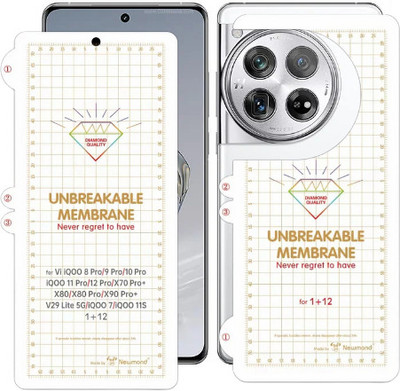 VGEAR Front and Back Screen Guard for OnePlus 12 Edge To Edge Front And Back Unbreakable Membrane Screen Protector Easy Self Installation(Pack of 2)