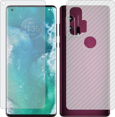 Mobling Front and Back Screen Guard for MOTOROLA MOTO EDGE PLUS (Front 9H Hardness Matte & Carbon Fiber Skin for Back)(Pack of 2)