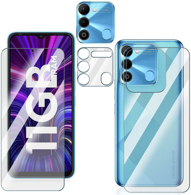 FCS Front and Back Screen Guard for Tecno Spark 9 Front+Back+Camera (Glossy)(Pack of 3)