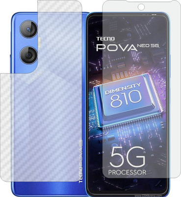 MOBART Front and Back Screen Guard for TECNO POVA NEO 5G (Front Matte Finish & Back 3d Carbon Fiber)(Pack of 2)