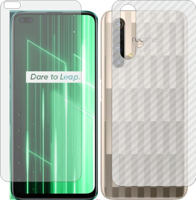 Mobling Front and Back Screen Guard for REALME X50 5G MASTER EDITION (Front 9H Hardness Matte & Carbon Fiber Skin for Back)(Pack of 2)