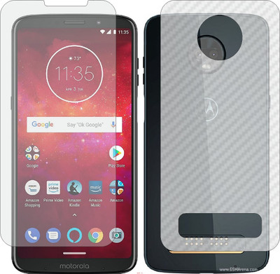 Mobling Front and Back Screen Guard for MOTOROLA MOTO Z3 PLAY (Front 9H Hardness Matte & Carbon Fiber Skin for Back)(Pack of 2)