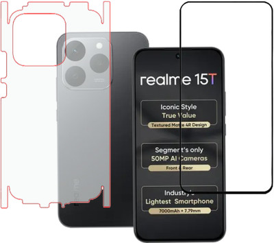 KARTRAY Front and Back Screen Guard for Realme 15T 5G, Edge to Edge Tempered Glass, Back Screen Guard With Matte Finish(Pack of 2)