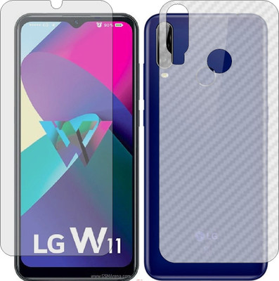 Mobling Front and Back Screen Guard for LG W31 (Front 9H Hardness Matte & Carbon Fiber Skin for Back)(Pack of 2)