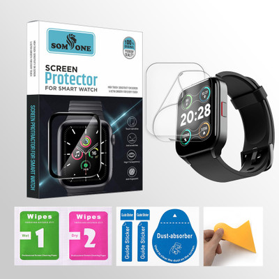 SOMTONE Front and Back Screen Guard for boAt Wave Max 1.78 inch Smartwatch 2 PROTECTOR + 2 WIPES + 2 DUST REMOVAL STICKER + 1 WIPER(Pack of 2)
