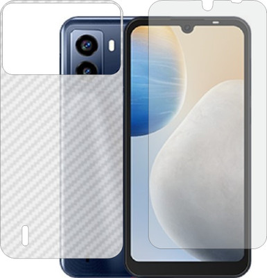 Mobling Front and Back Screen Guard for TECNO POP 6 (Front 9H Hardness Matte & Carbon Fiber Skin for Back)(Pack of 2)
