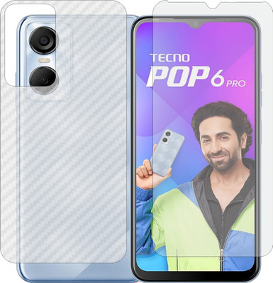 Mobling Front and Back Screen Guard for TECNO POP 6 PRO (Front 9H Hardness Matte & Carbon Fiber Skin for Back)(Pack of 2)