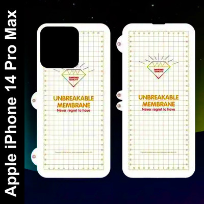 yuvu77 Front and Back Screen Guard for Apple iPhone 14 Pro Max, Membrane front and back, back with logo cut(Pack of 2)
