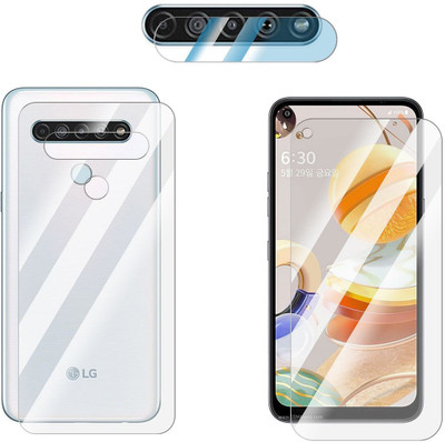 Enlinea Front and Back Screen Guard for LG Q61 Front+Back+Camera (Glossy)(Pack of 3)