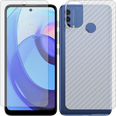 ZINGTEL Front and Back Screen Guard for MOTOROLA MOTO E30 (Front Matte Finish & Back 3d Carbon Fiber)(Pack of 2)