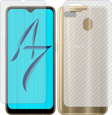 Mobling Front and Back Screen Guard for OPPO CPH1901 A7 (Front 9H Hardness Matte & Carbon Fiber Skin for Back)(Pack of 2)
