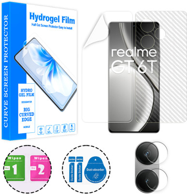 ARBAN Front and Back Screen Guard for Realme GT 6T 5G (1 HYDROGEL SCREEN PROTECTOR WITH 1 CARBON FIBER SKIN AND 1 CAMERA LENS PROTECTOR)(Pack of 1)