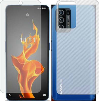 Mobling Front and Back Screen Guard for LAVA AGNI (Front 9H Hardness Matte & Carbon Fiber Skin for Back)(Pack of 2)