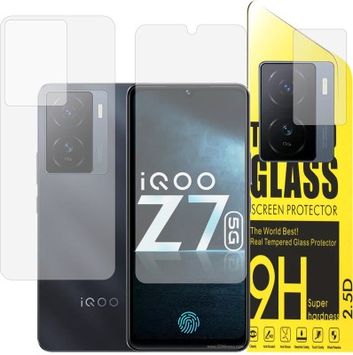 RapTag Front and Back Tempered Glass for Vivo iQoo Z7 [Bubble Proof] [Transparent] [Anti Scratch].91.989(Pack of 2)