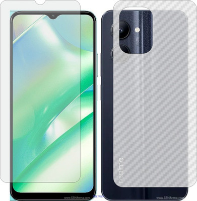 TELTREK Front and Back Screen Guard for REALME C33 2023 RMX3627 (Front Matte Finish & Back 3d Carbon Fiber)(Pack of 2)