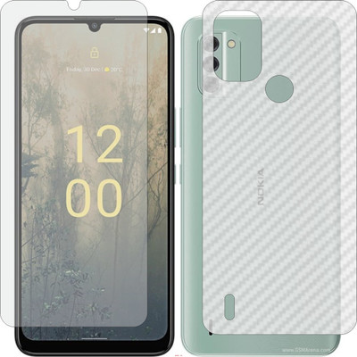 Mobling Front and Back Screen Guard for NOKIA C 31 (Front 9H Hardness Matte & Carbon Fiber Skin for Back)(Pack of 2)