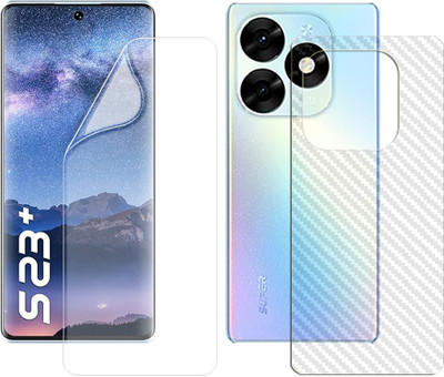 SOMTONE Front and Back Screen Guard for itel S23 Plus 4G (1 HYDROGEL SCREEN PROTECTOR WITH 1 CARBON FIBER SKIN)(Pack of 2)