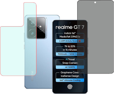 KARTRAY Front and Back Screen Guard for Realme GT 7 5G, Privacy Tempered glass, Back Screen Guard With Matte Finish(Pack of 2)