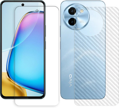 SOMTONE Front and Back Screen Guard for vivo Y200t 5G (1 FRONT UNBREAKABLE TEMPERED WITH 1 BACK CARBON FIBER SKIN)(Pack of 1)