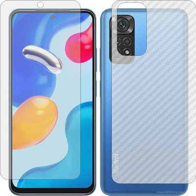 MOBART Front and Back Screen Guard for XIAOMI REDMI NOTE 11 (Front Matte Finish & Back 3d Carbon Fiber)(Pack of 2)