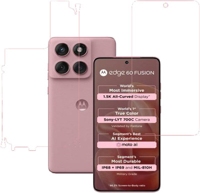 VAYUVAULT Front and Back Screen Guard for MOTOROLA Edge 60 Fusion 5G, Front Screen Guard Glossy finish, Back Screen Guard Glossy finish With side(Pack of 2)