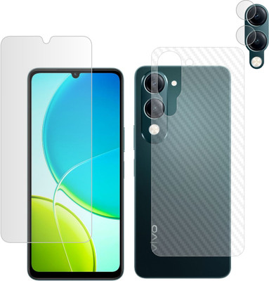 Vatsin Front and Back Screen Guard for ViVO T4 Lite, ViVO T4 Lite [Back Carbon Fiber] [Rear Camera Lens Guard](Pack of 3)