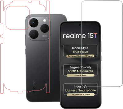KARTRAY Front and Back Screen Guard for Realme 15T 5G, Transparent Glass, Back Screen Guard With Glossy Finish(Pack of 2)