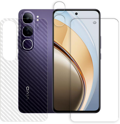 SOMTONE Front and Back Tempered Glass for vivo V40 Lite 5G Tempered Glass Screen Protector | Anti-Scratch | Edge to Edge Full Coverage | 9H Hardness (1 FRONT SCREEN GUARD + 1 BACK CARBON FIBER SKIN + 1 CAMERA LENS PROTECTOR)(Pack of 1)