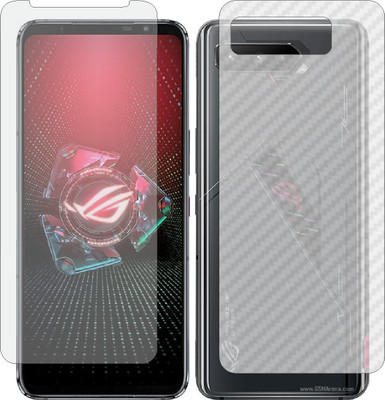 MOBART Front and Back Screen Guard for ASUS ROG PHONE 5 S (Front Matte Finish & Back 3d Carbon Fiber)(Pack of 2)