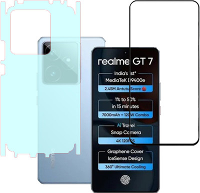 VAYUVAULT Front and Back Screen Guard for realme Gt 7, Tempered Glass, Back Screen Guard Matte finish, Back Screen Guard With Side(Pack of 2)