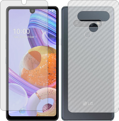 Mobling Front and Back Screen Guard for LG K71 (Front 9H Hardness Matte & Carbon Fiber Skin for Back)(Pack of 2)