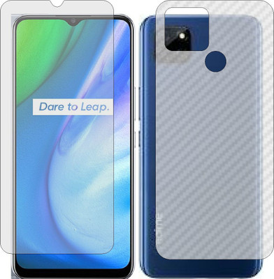 ZINGTEL Front and Back Screen Guard for REALME Q2I (Front Matte Finish & Back 3d Carbon Fiber)(Pack of 2)