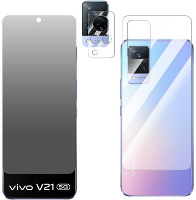 FCS Front and Back Screen Guard for Vivo V21 5G Front + Back + Camera (Matte)(Pack of 3)