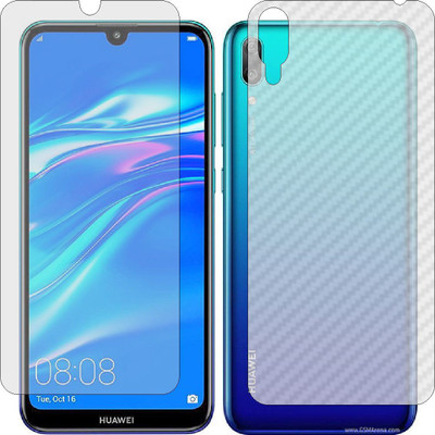 ZINGTEL Front and Back Screen Guard for HUAWEI Y7 PRIME PRO2019 (Front Matte Finish & Back 3d Carbon Fiber)(Pack of 2)