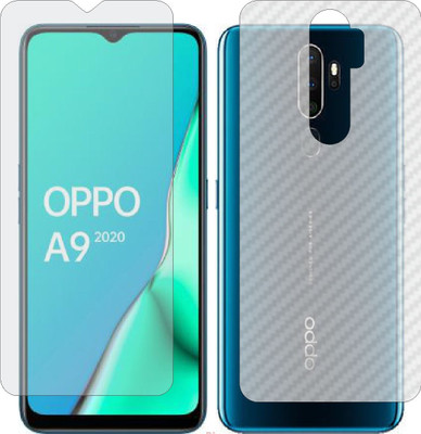 Mobling Front and Back Screen Guard for OPPO A9 2020 (Front 9H Hardness Matte & Carbon Fiber Skin for Back)(Pack of 2)