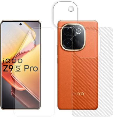 SOMTONE Front and Back Screen Guard for iQOO Z9s Pro 5G (1 HYDROGEL SCREEN PROTECTOR WITH 1 CARBON FIBER SKIN AND 1 CAMERA LENS PROTECTOR)(Pack of 2)