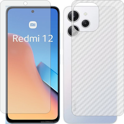 Mobling Front and Back Screen Guard for Xiaomi Redmi 12 23053RN02A (Matte Front & Carbon Fiber Skin for Back)(Pack of 2)