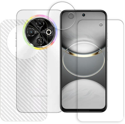 SOMTONE Front and Back Tempered Glass for Tecno Spark 30C 4G Tempered Glass Screen Protector | Anti-Scratch | Edge to Edge Full Coverage | 9H Hardness (1 FRONT SCREEN GUARD + 1 BACK CARBON FIBER SKIN + 1 CAMERA LENS PROTECTOR)(Pack of 1)