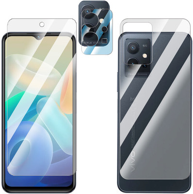 FCS Front and Back Screen Guard for vivo Y55s 2023 Front+Back+Camera (Glossy)(Pack of 3)