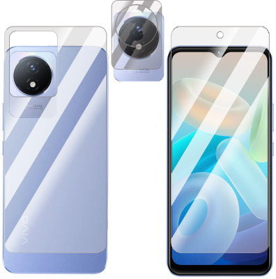 FCS Front and Back Screen Guard for vivo Y02 Front+Back+Camera (Glossy)(Pack of 3)