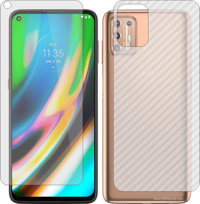 MOBART Front and Back Screen Guard for MOTOROLA G9 PLUS (Front Matte Finish & Back 3d Carbon Fiber)(Pack of 2)